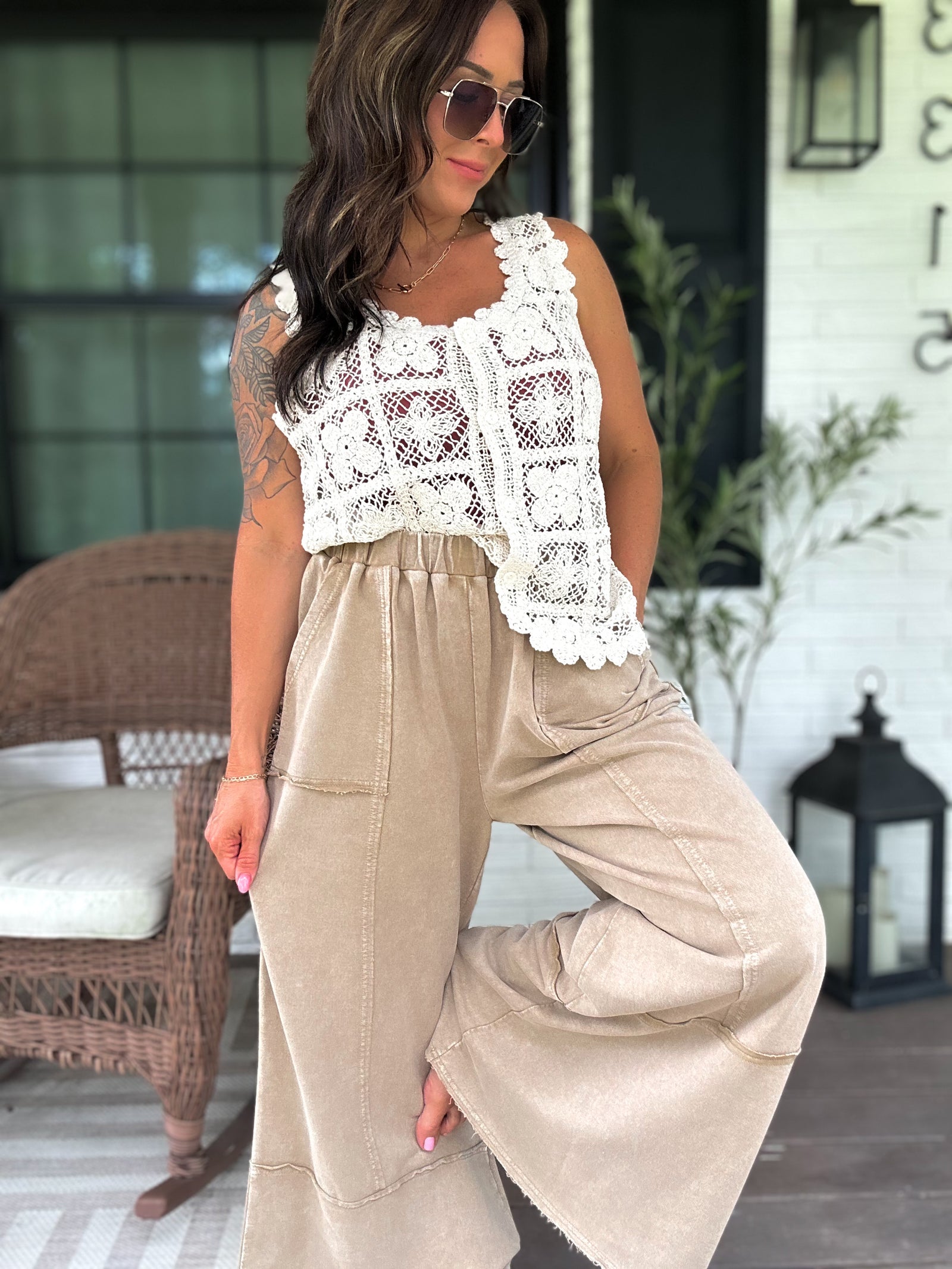 Wrenley Mineral Washed Wide Leg Pants