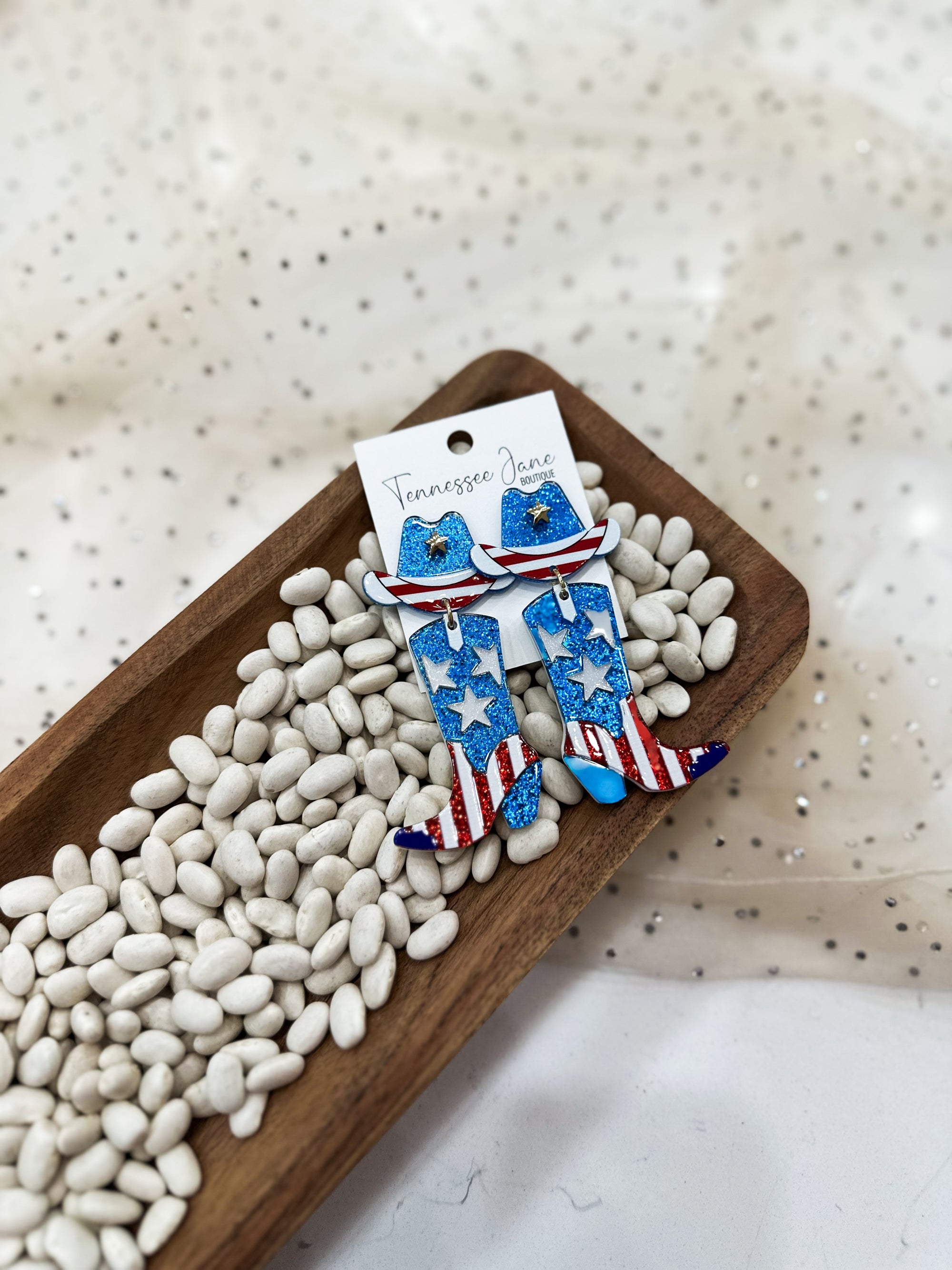 Party In The USA Glitter Boot Earrings