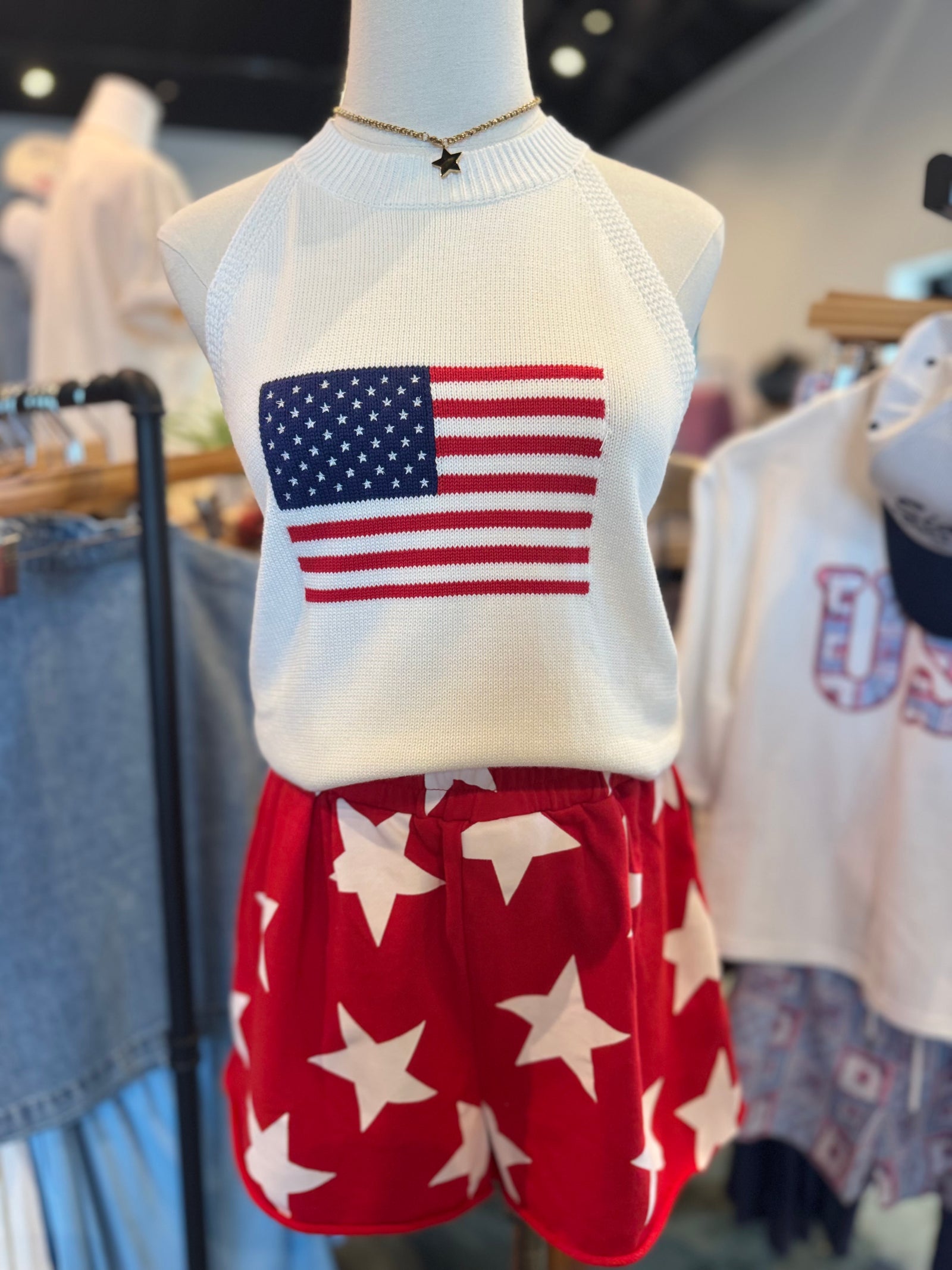 All American Girl French Terry Shorts - Red