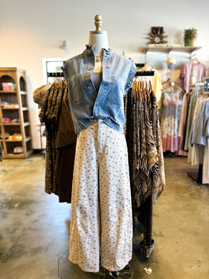 Spencer Denim Ruffle Button Down Vest