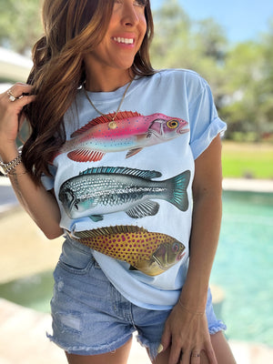 Down to Fish Comfort Colors Tee - Baby Blue
