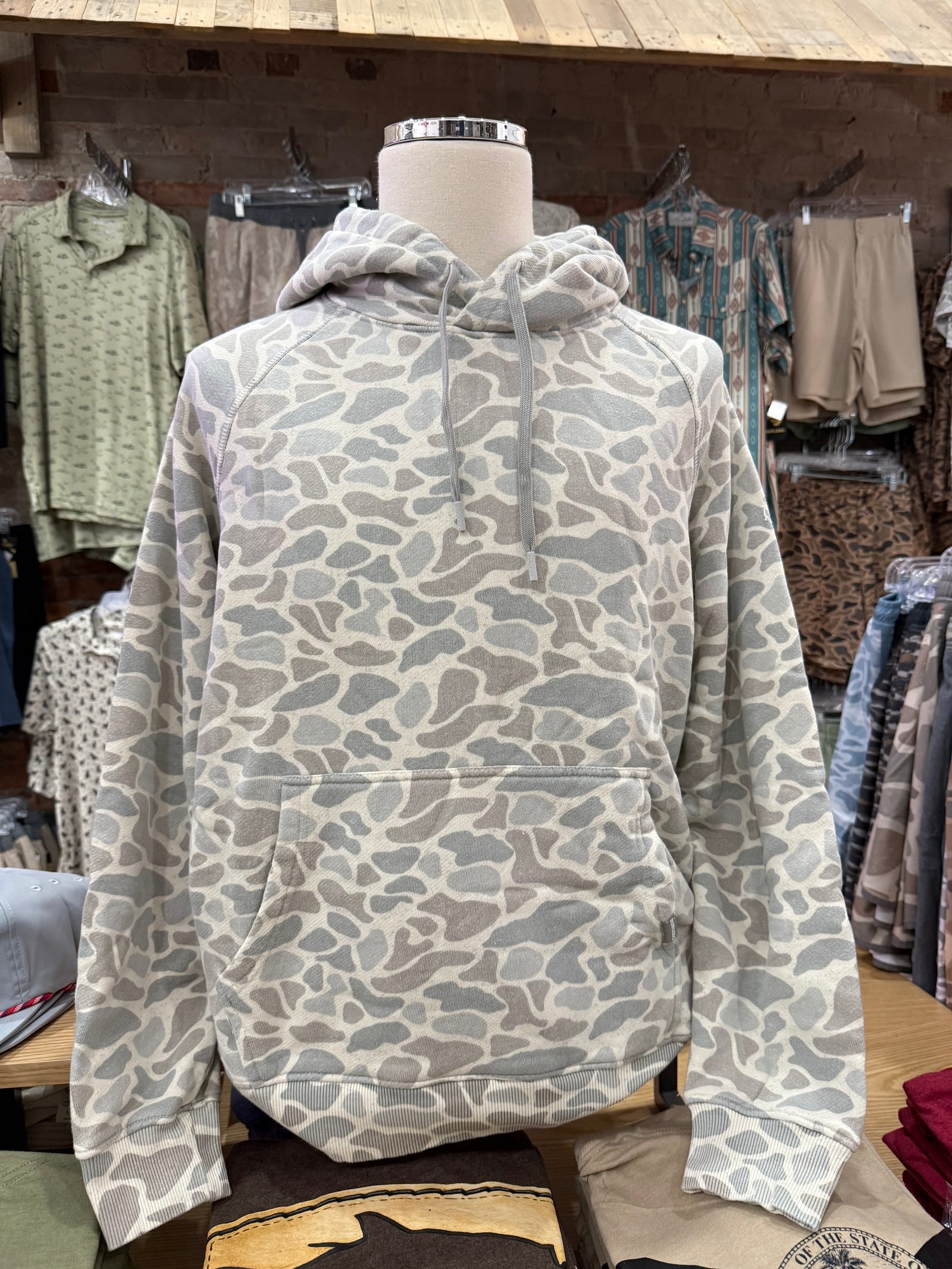 Burlebo Vintage Washed Fleece Hoodie - Classic Deer Camo