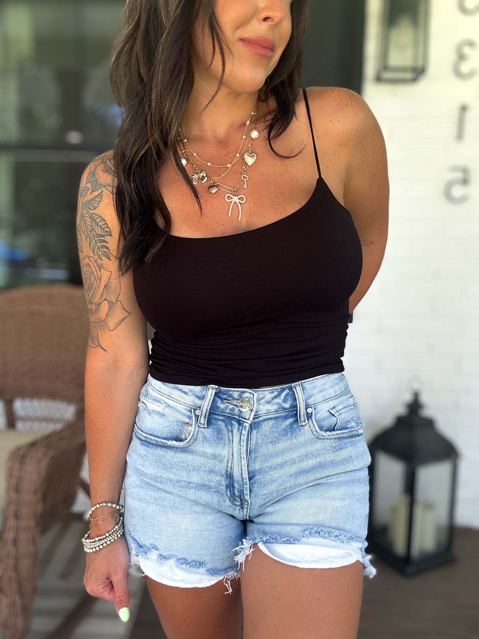 On My Terms Elastic Strap Tank - Black