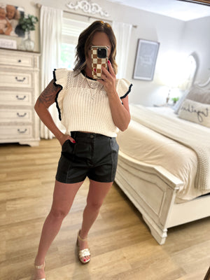 Have To Let You Go Washed Leather Shorts - Black