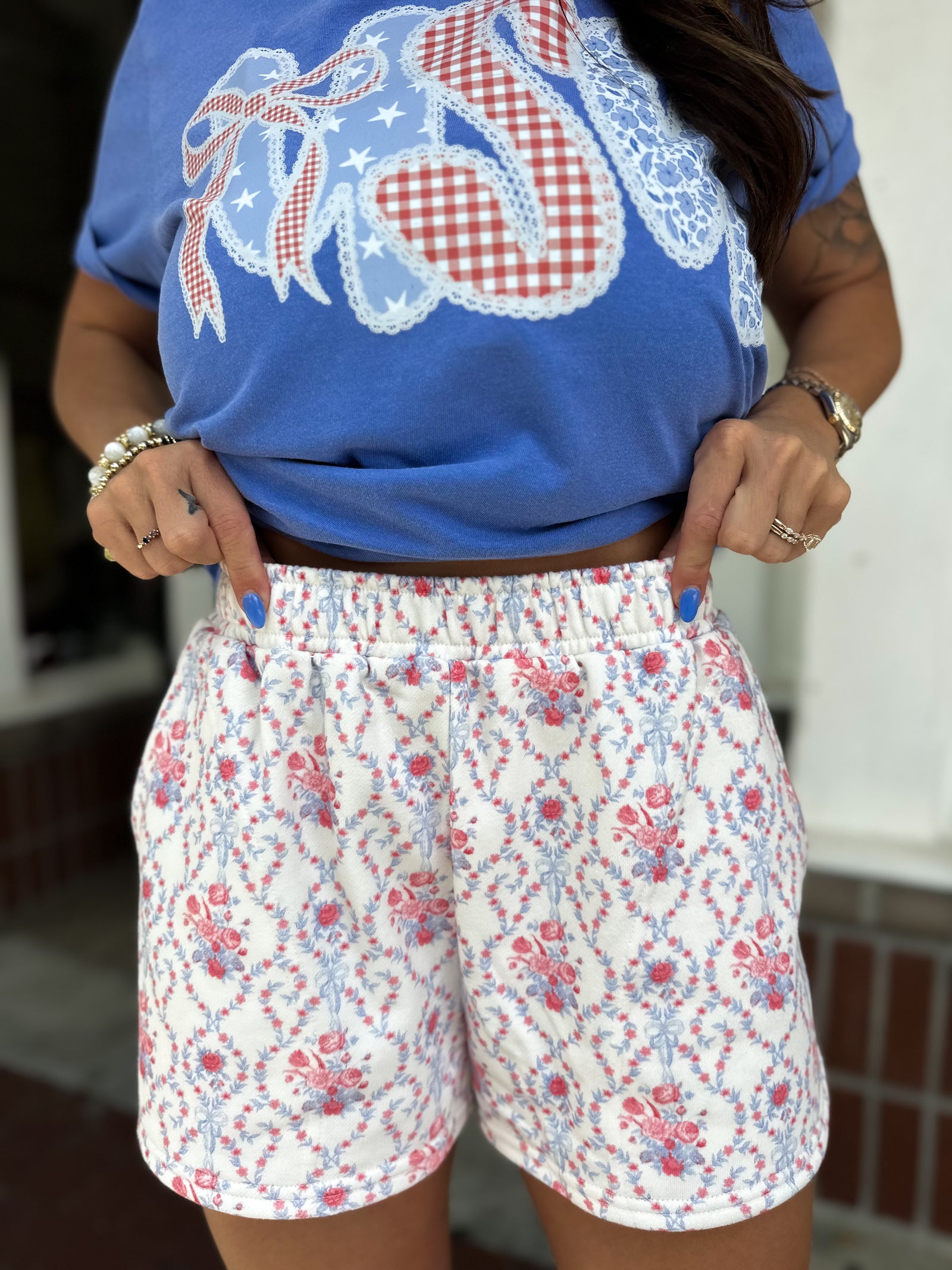 Emmie Floral Print French Terry Shorts