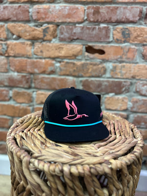 Roost Black w/ Pink Duck Canvas Rope Hat
