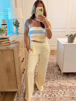 Ashlyn Contrast Piping Pants - Butter