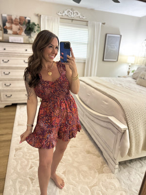 Lane Floral Smocked Bodice Romper