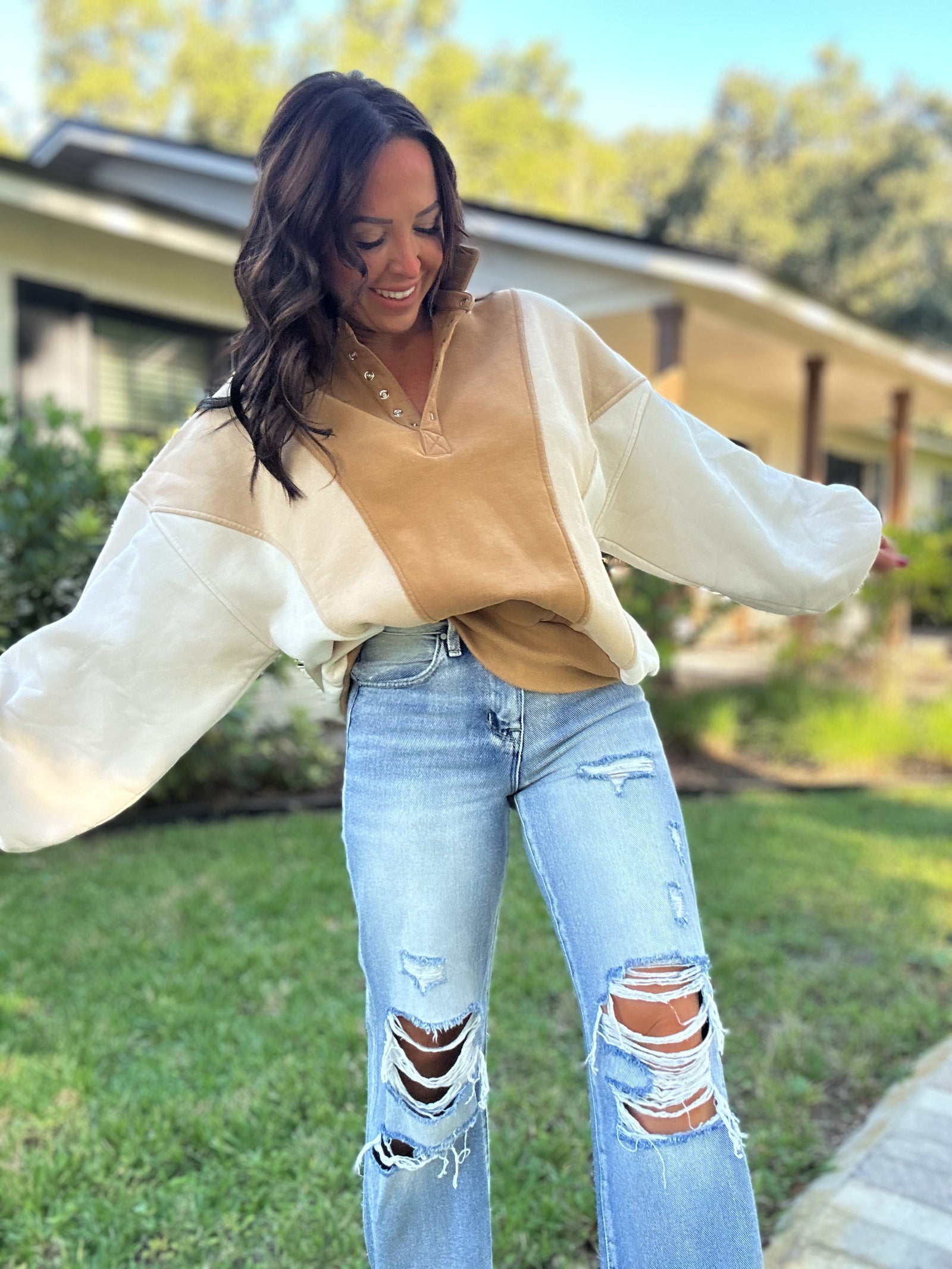 Rhyan Over-Sized Color Blocked Sweater