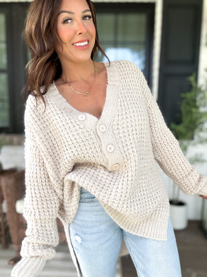 Reagan Button Trim Sweater