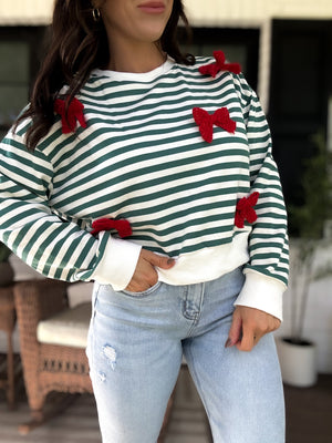Everly Striped Bow Sweater