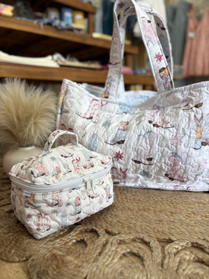 Daisy Boots Patchwork White Quilted Travel Case