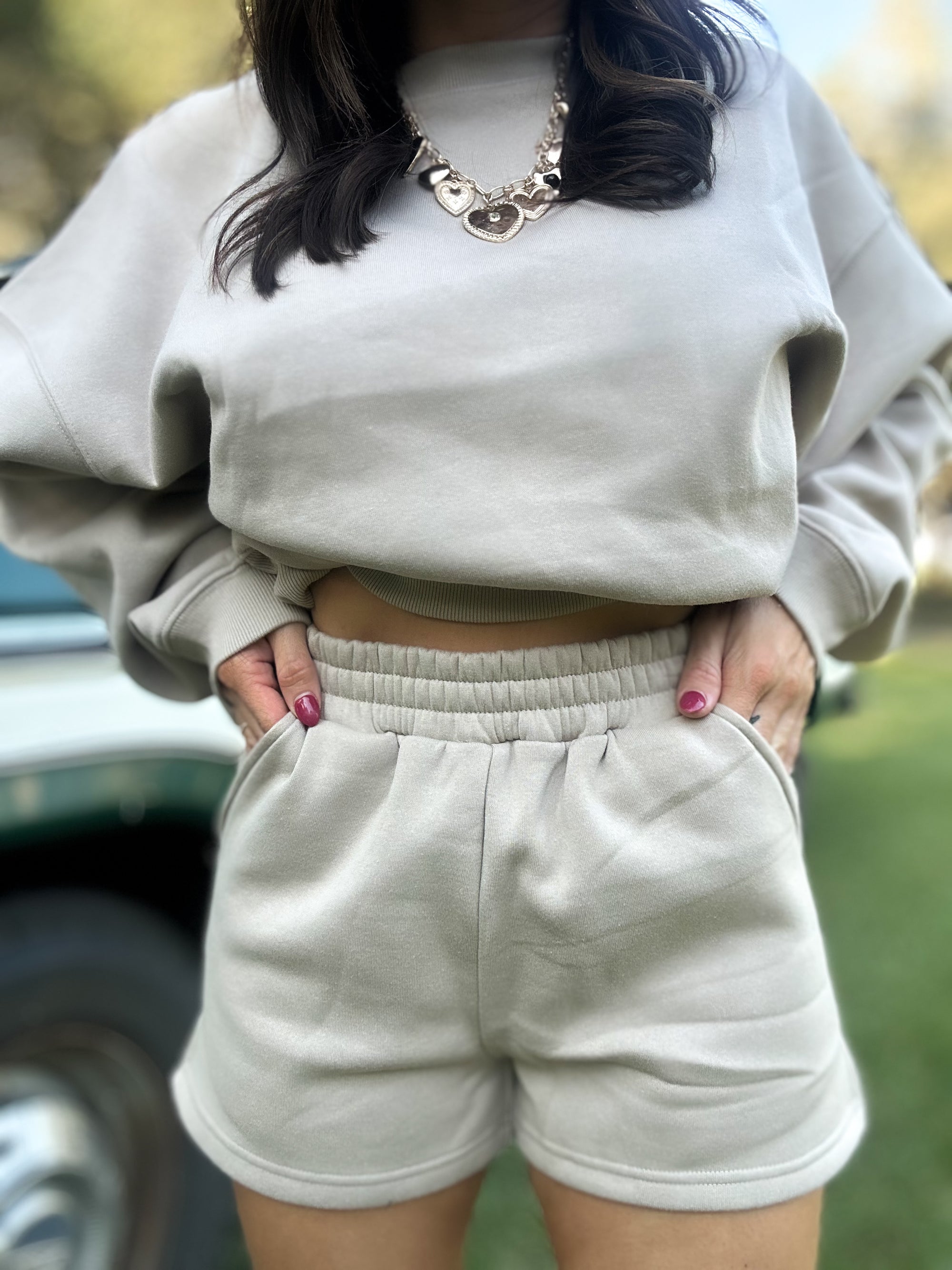 DOORBUSTER - Gabi Fleece Shorts - Ash Mocha