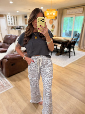 Camden White Leopard Mineral Washed Wide Leg Pants