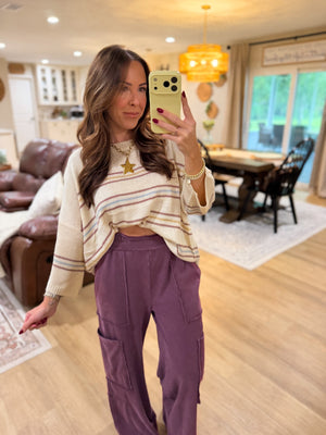 Brianna Striped Knit Drop Shoulder Top