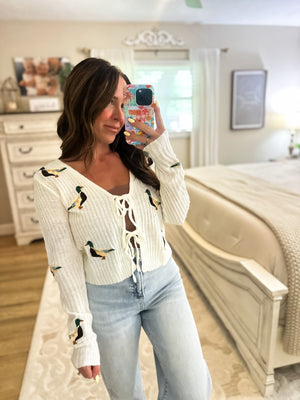 Emmylou Mallard Open Knit Cardigan