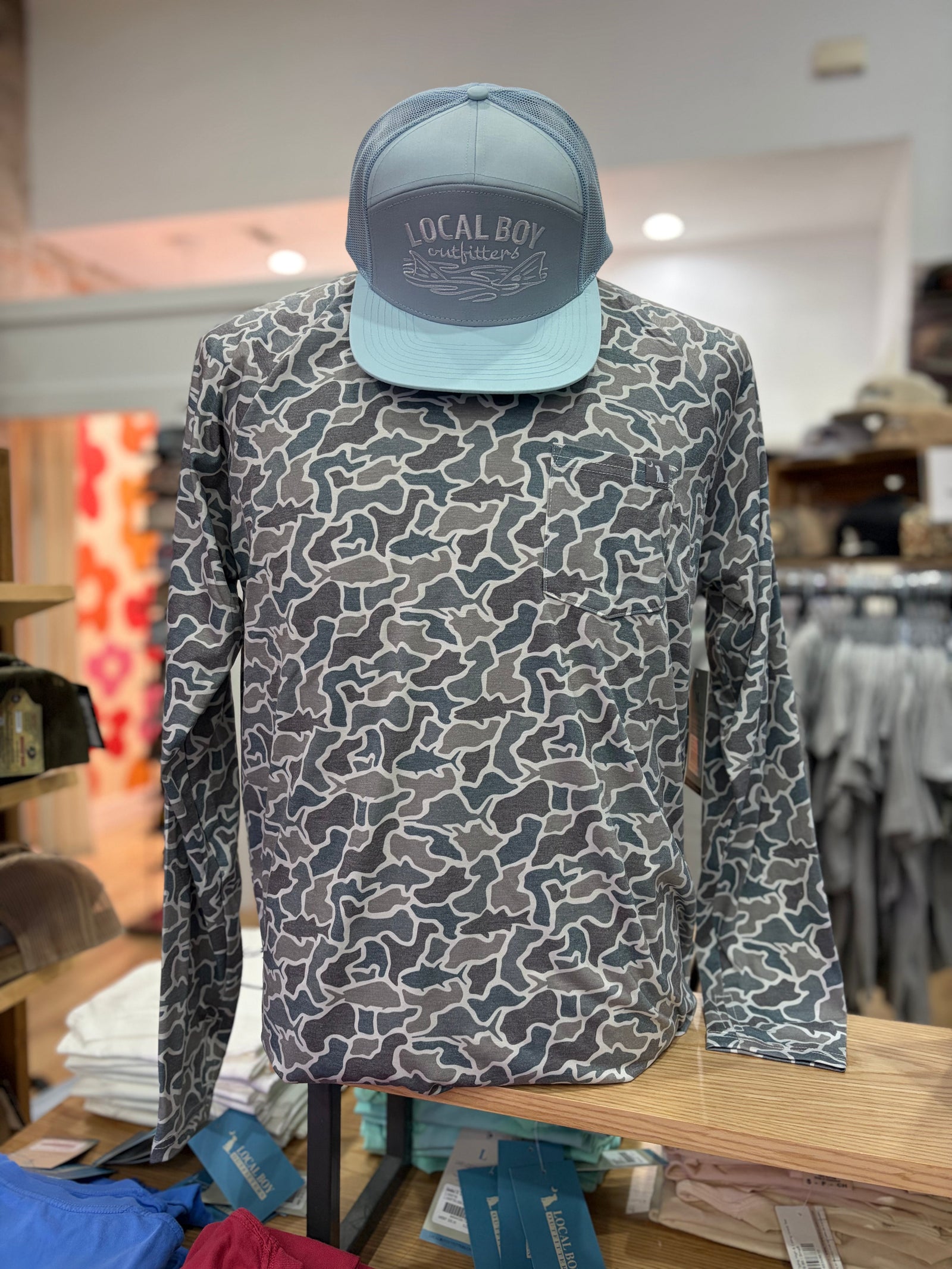 Local Boy Heather Blend Crew - Fish Camo