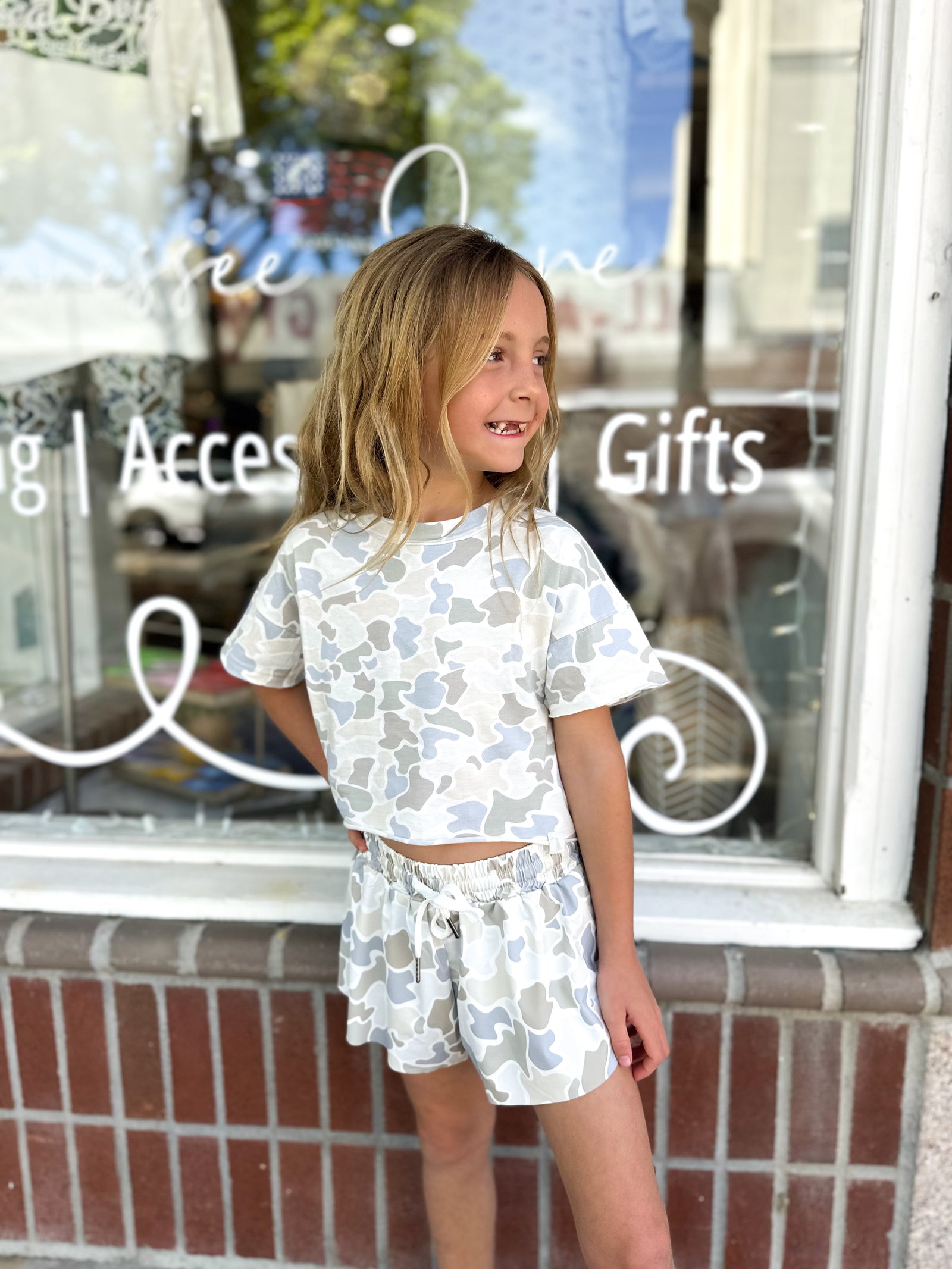 Youth Local Girl Boxy Crop Tee - Saltwater Camo