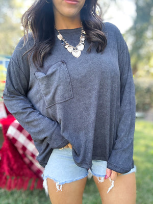 DOORBUSTER - Remi Ribbed Dolman Top - Ash Black