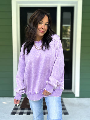 Lennon Acid Wash Oversized Fleece Pullover