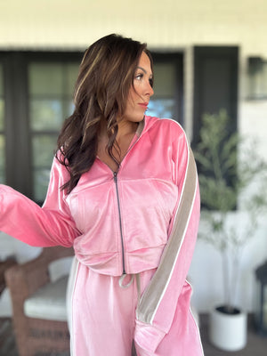 Chloe Velour Tracksuit - Pink