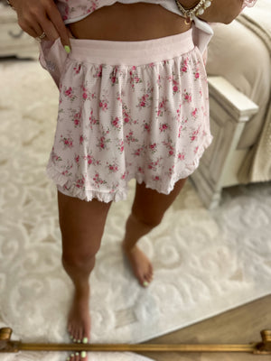 Holly Vintage Rose Waffle Knit Ruffle Skort