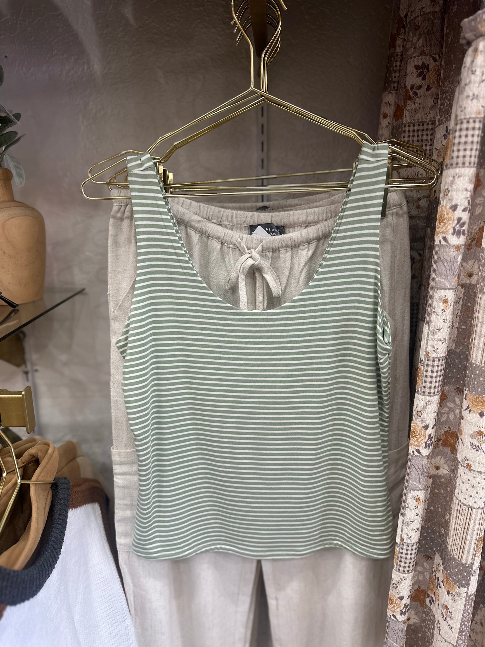 Isabelle Ultra Soft Striped Tank - Pistachio