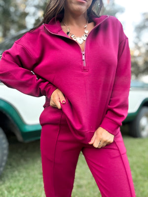 DOORBUSTER - Britt Half Zip Pullover - Cabernet