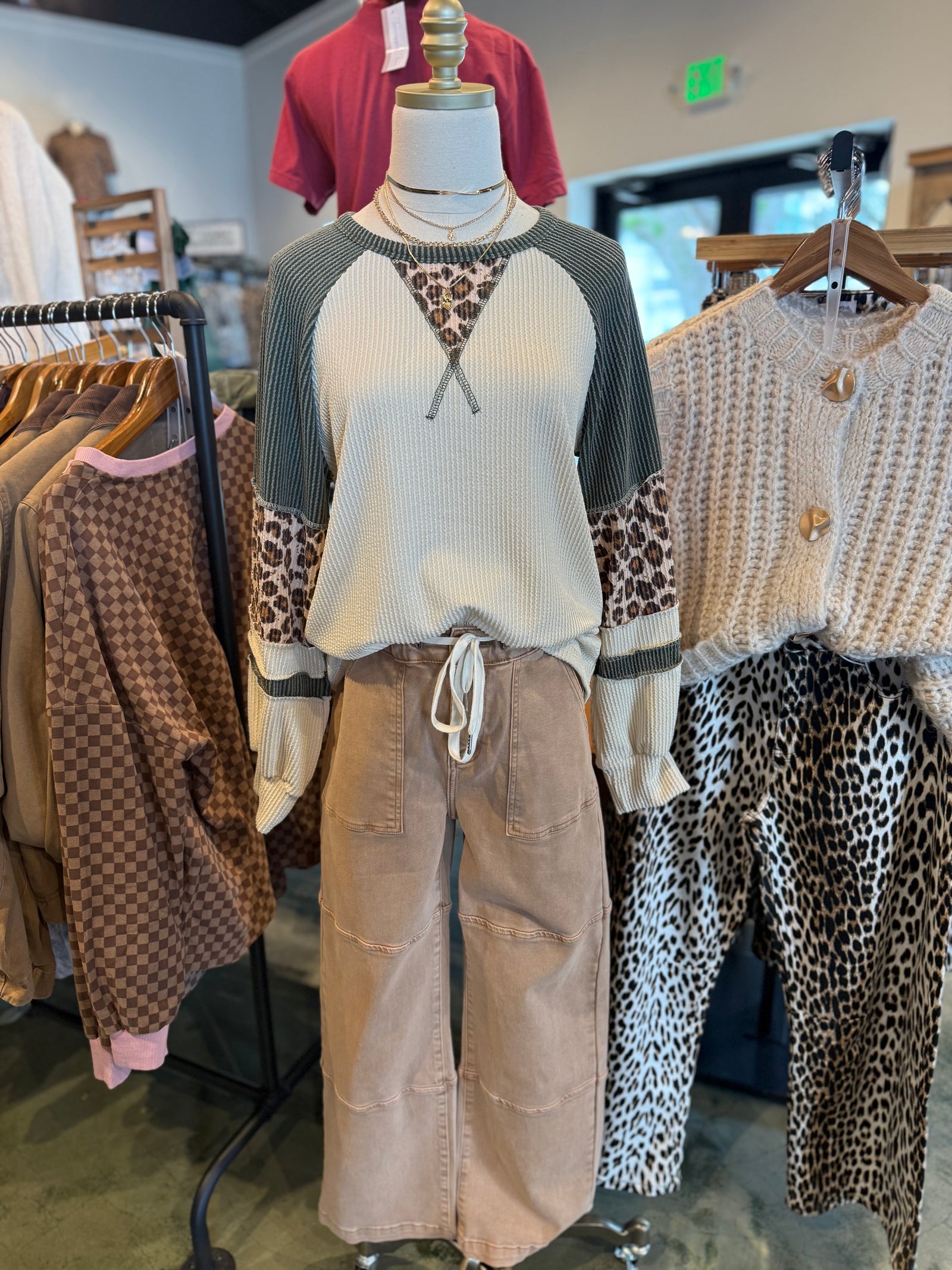 Amanda Ribbed Knit Leopard Top