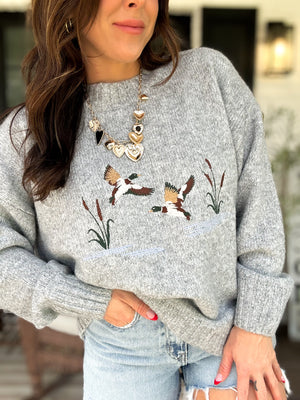 Lucky Duck Embroidered Sweater