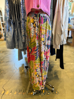 Maxine Tropical Print Smocked Waist Pants