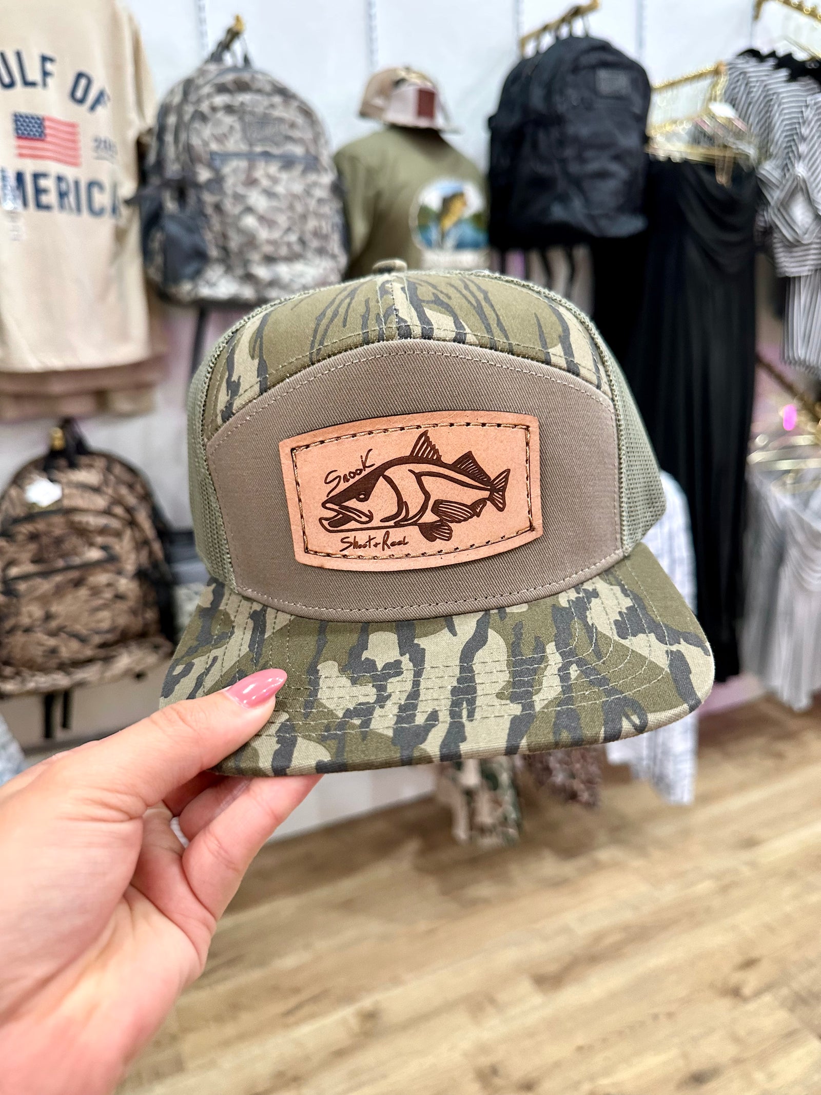 Bottomland Camo Gator Snook Patch Men's Hat