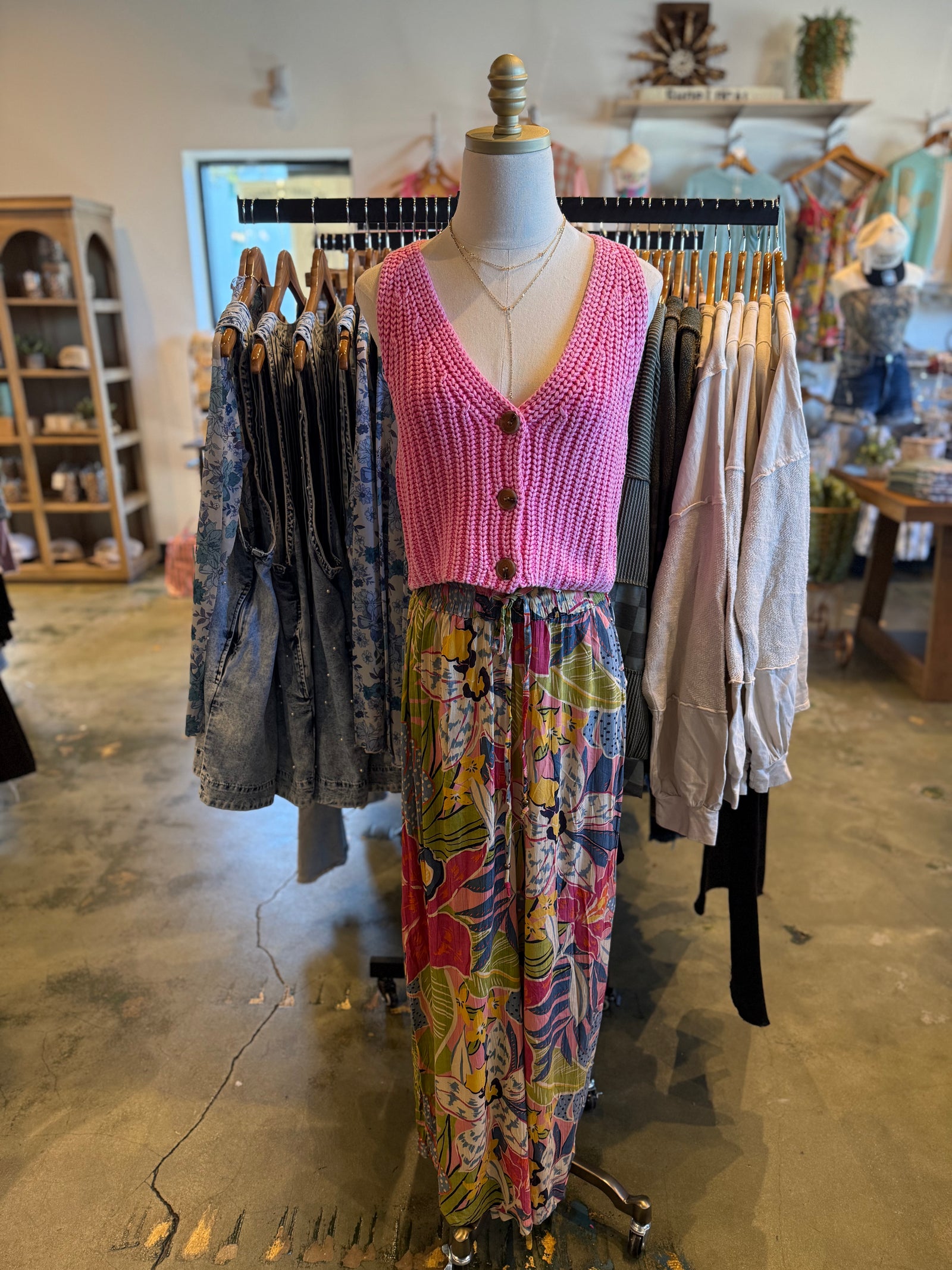 Willow Sleeveless Sweater Top - Hot Pink