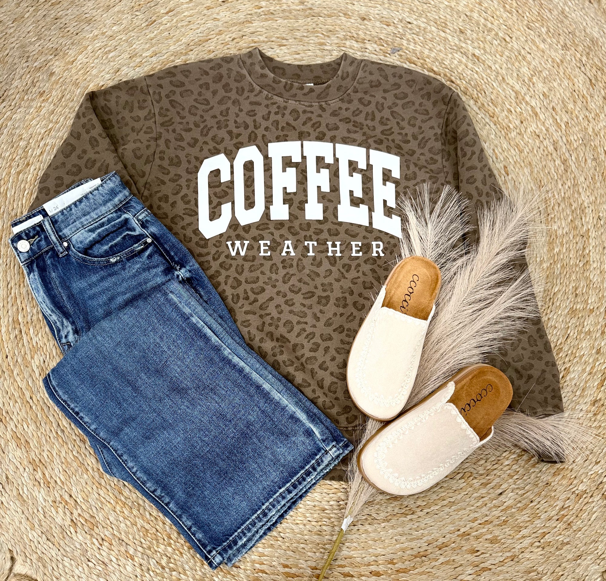 Coffee Weather Leopard Pullover