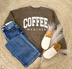 Coffee Weather Leopard Pullover