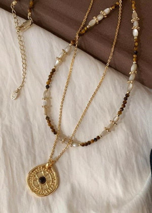 Romans Beaded Coin Necklace