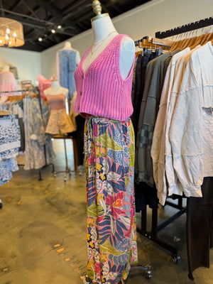 Maxine Tropical Print Smocked Waist Pants