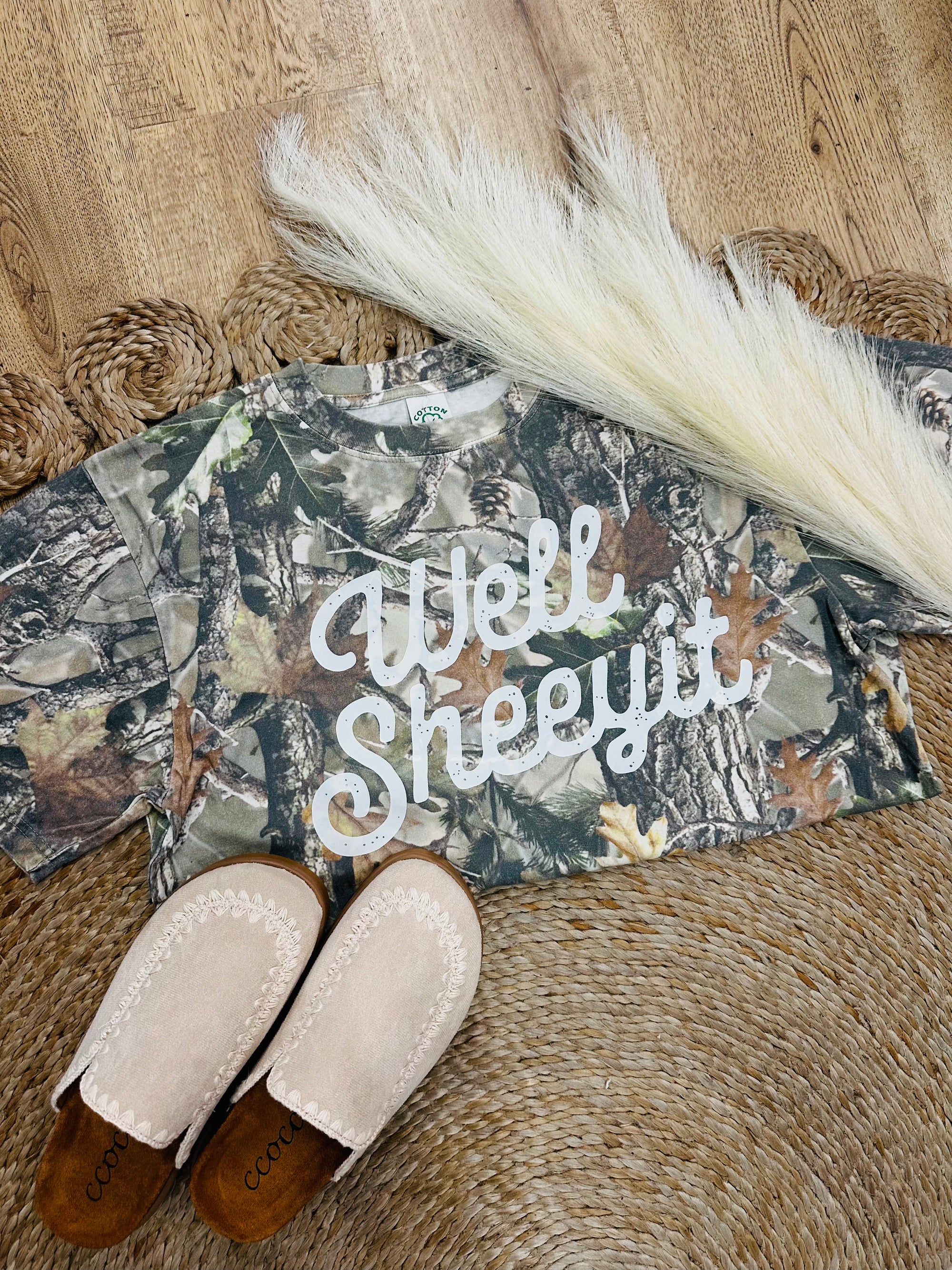 Well Sheeyit Camo Oversized Tee