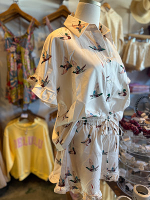 Parker Mallard Print Ruffle Shorts