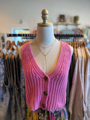 Willow Sleeveless Sweater Top - Hot Pink