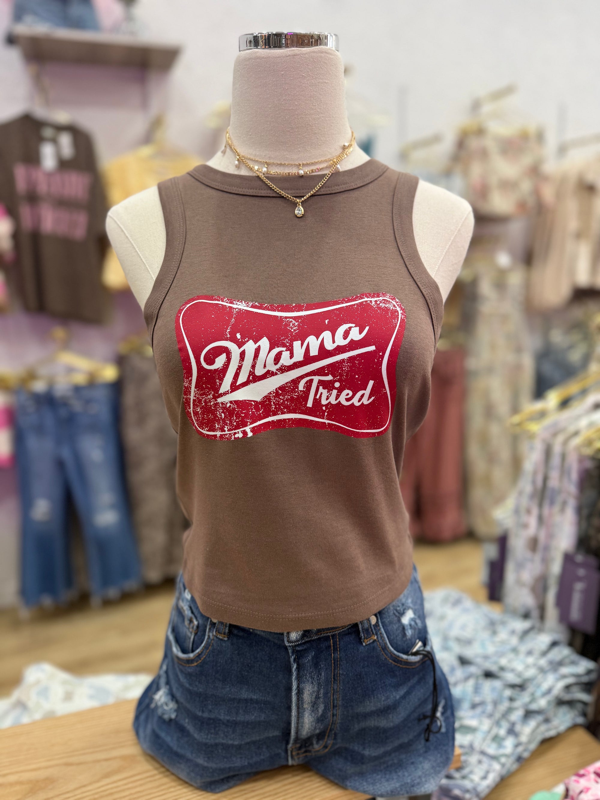 Mama Tried Tank- Mocha - Tennessee Jane
