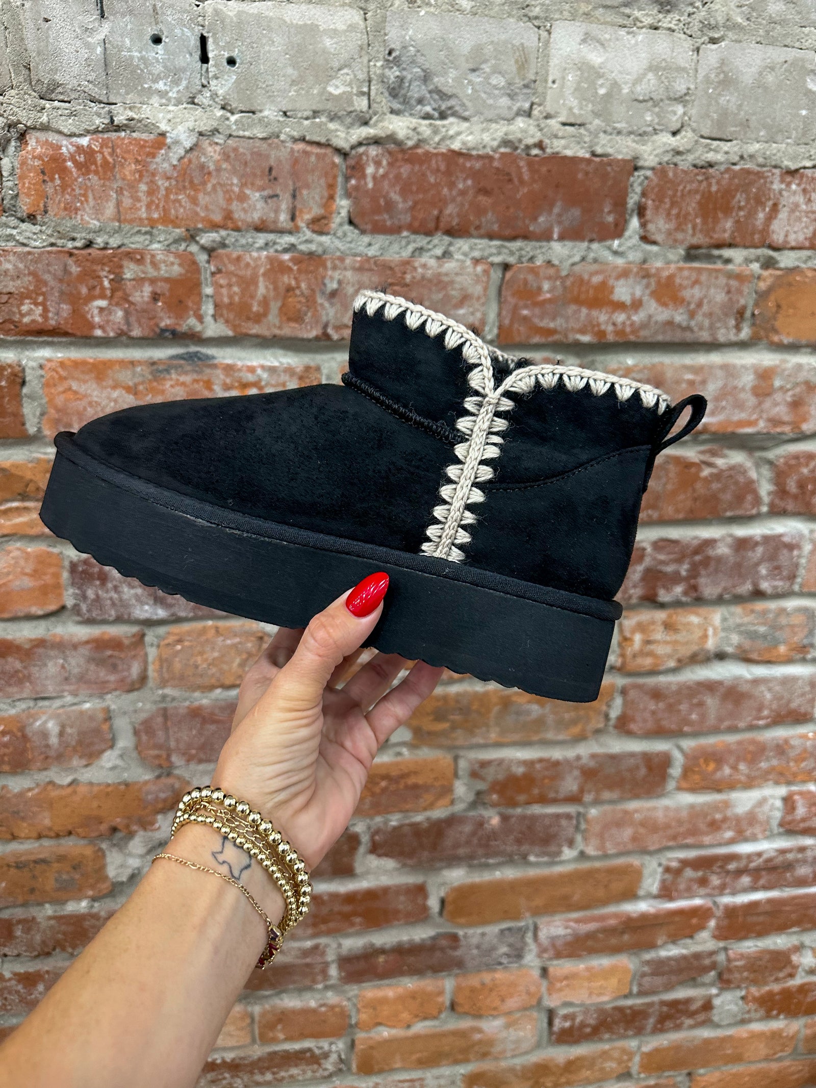 Olivia Platform Slip On Ankle Bootie - Black