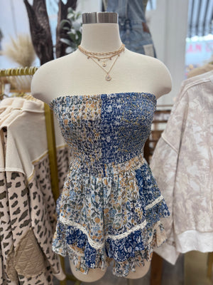 Natalie Cole Smocked Crochet Floral Romper