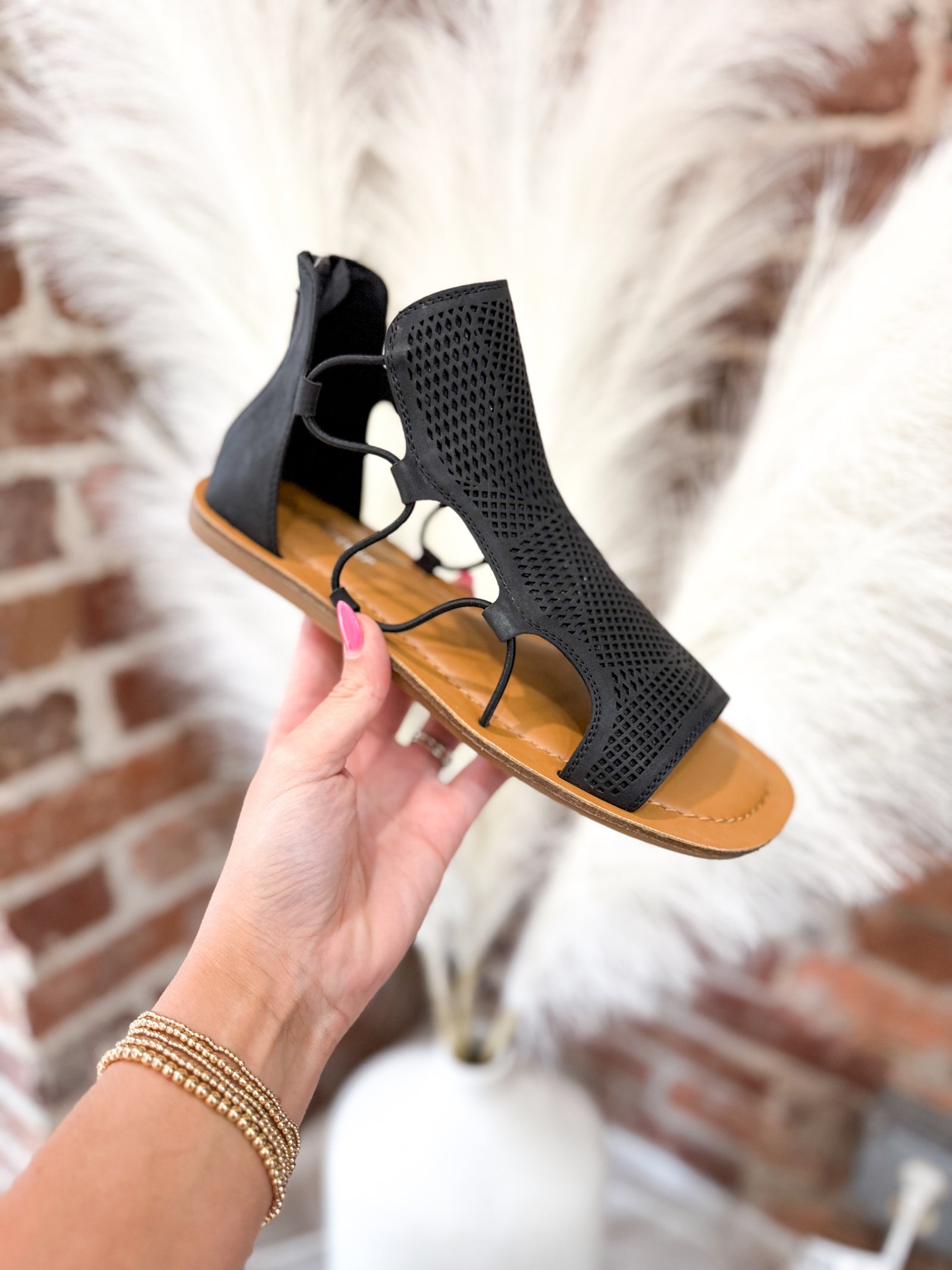 Angela Back Zip Strappy Sandals