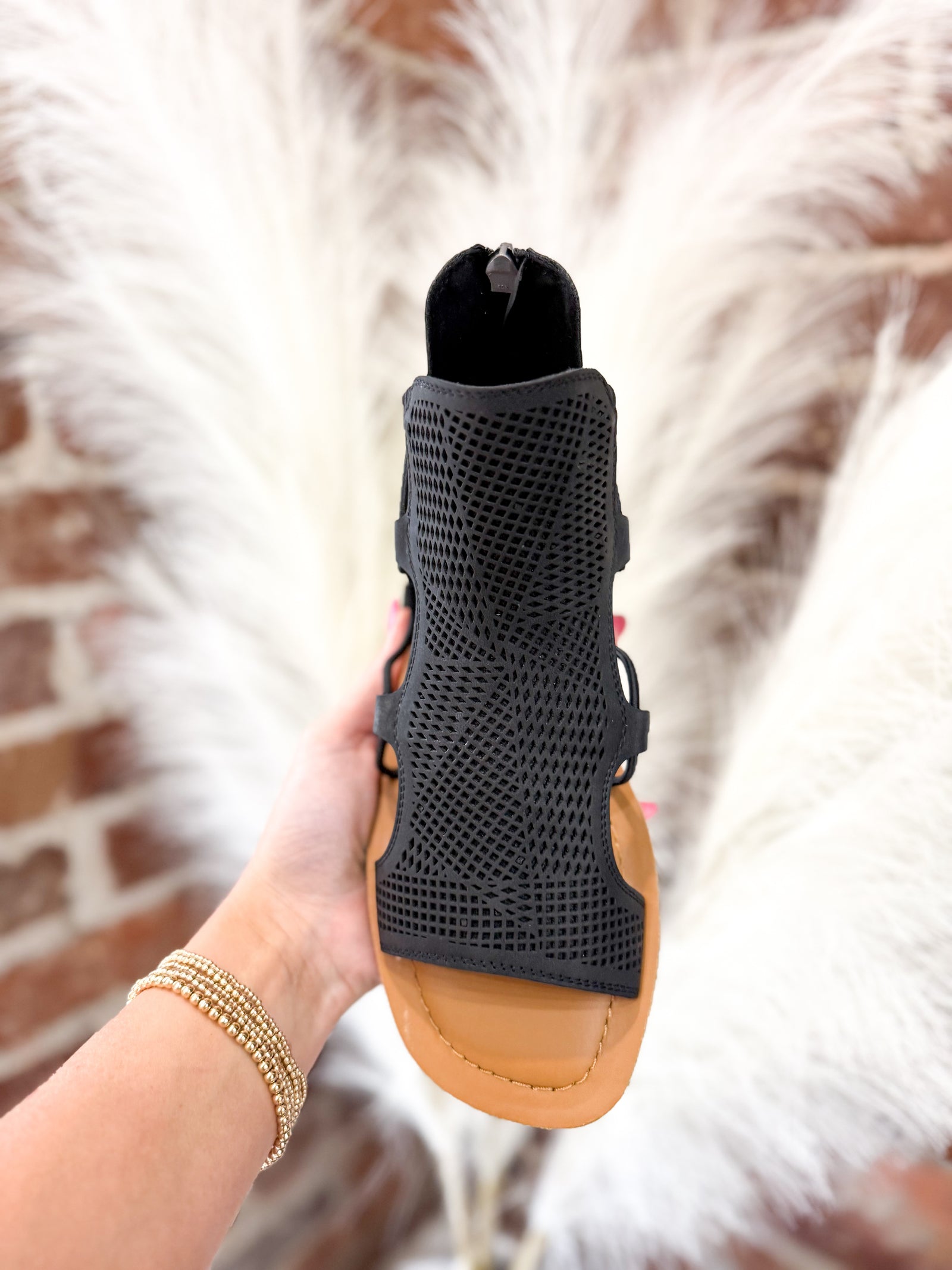 Angela Back Zip Strappy Sandals