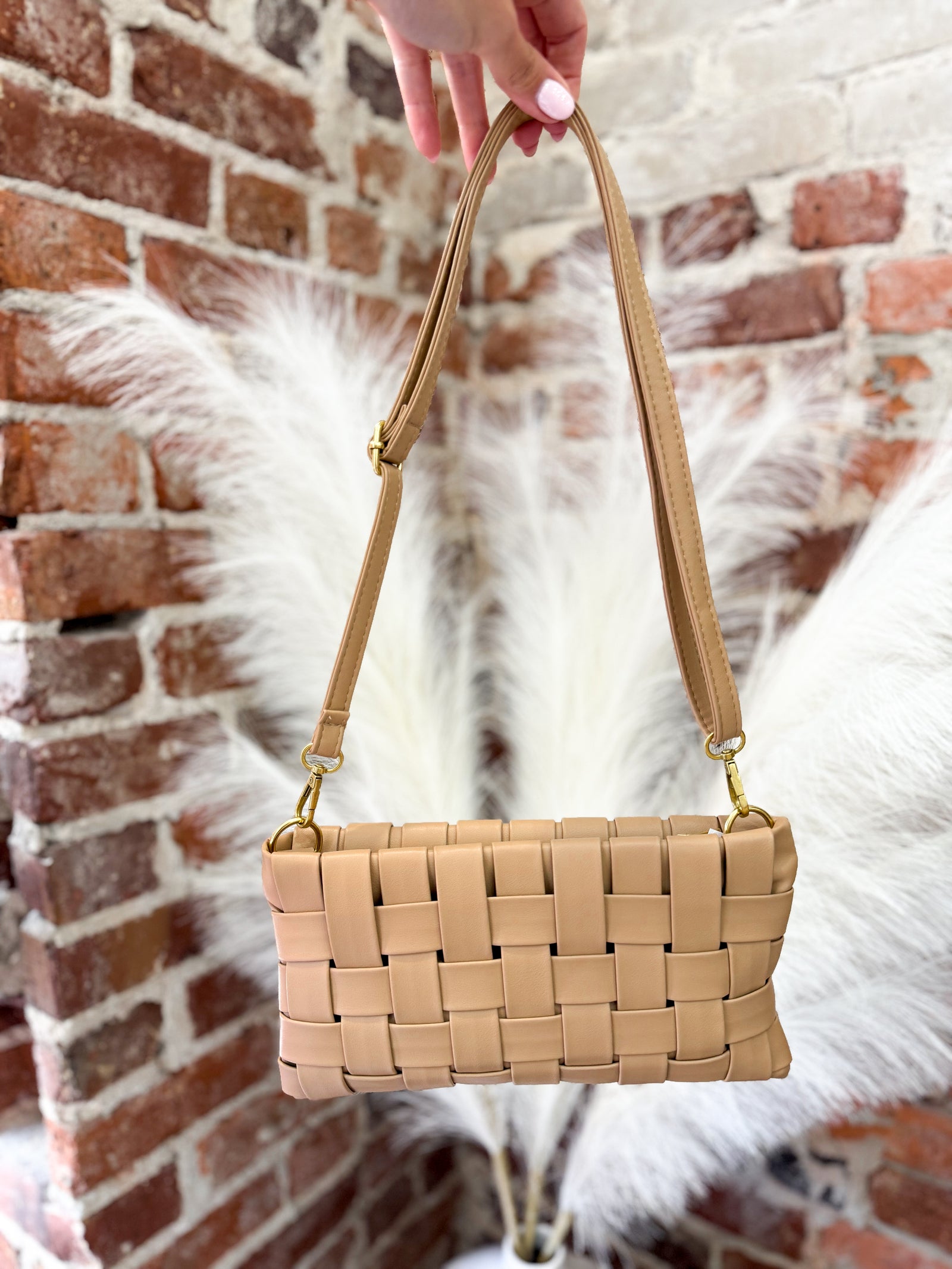 Soft Vegan Leather Woven Weaved Shoulder Bag