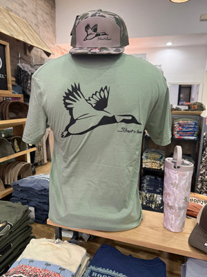 Shoot & Reel Mallard Outline T-Shirt- Sage