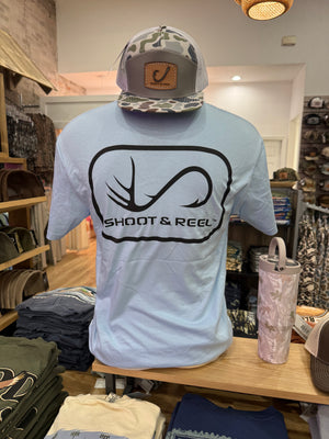 Shoot & Reel SR Logo T-Shirt- Light Blue