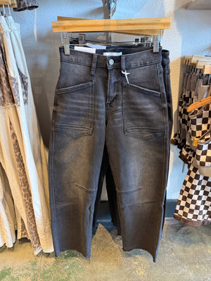 Kate High Rise Barrel Jean- Black