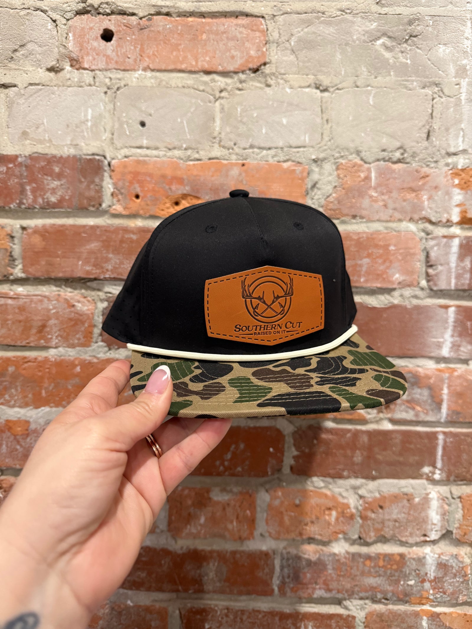Southern Cut Duck Camo Bill Leather Patch Hat